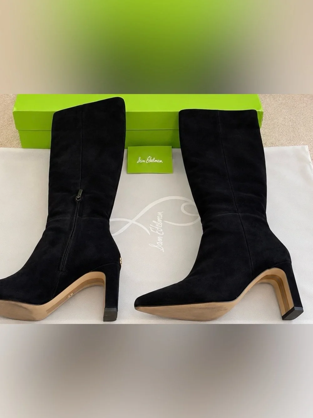 Sam Edelman Sylvia Black Suede Boots Size 7